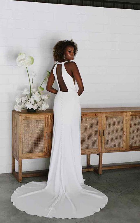 open back sheath wedding dress - d3160 by essense of australia