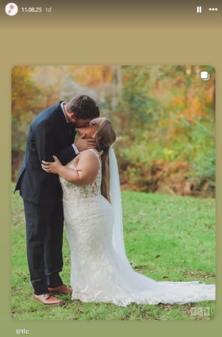 Liz Johnston in her beaded wedding gown in Forsyth, Georgia