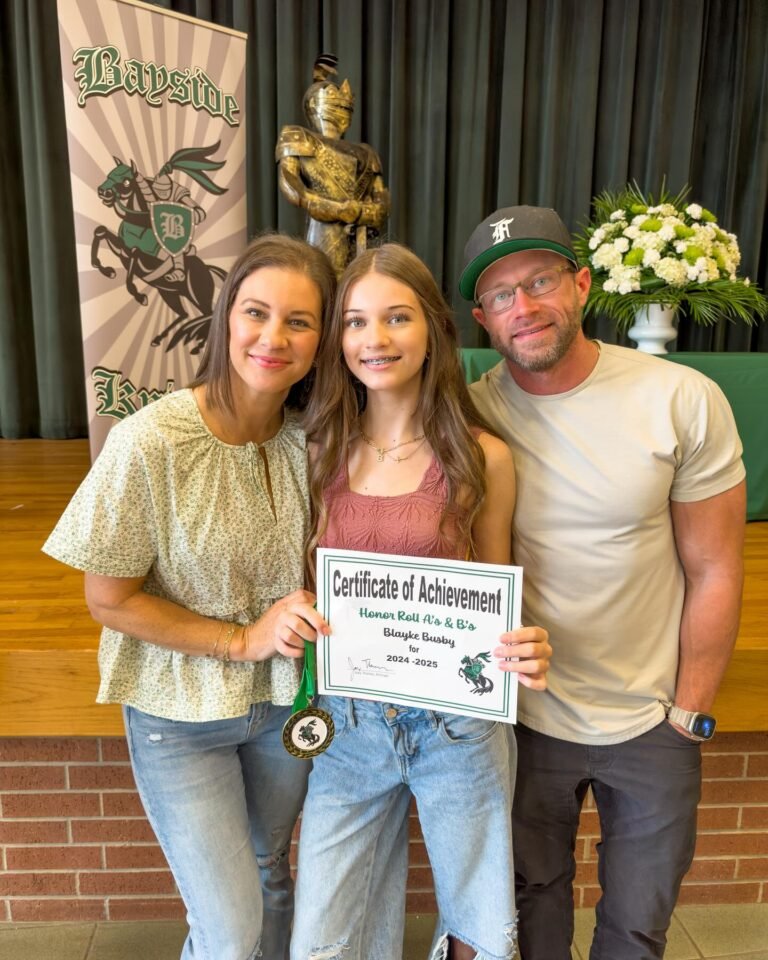 Blayke Busby honor roll certificate Adam Danielle