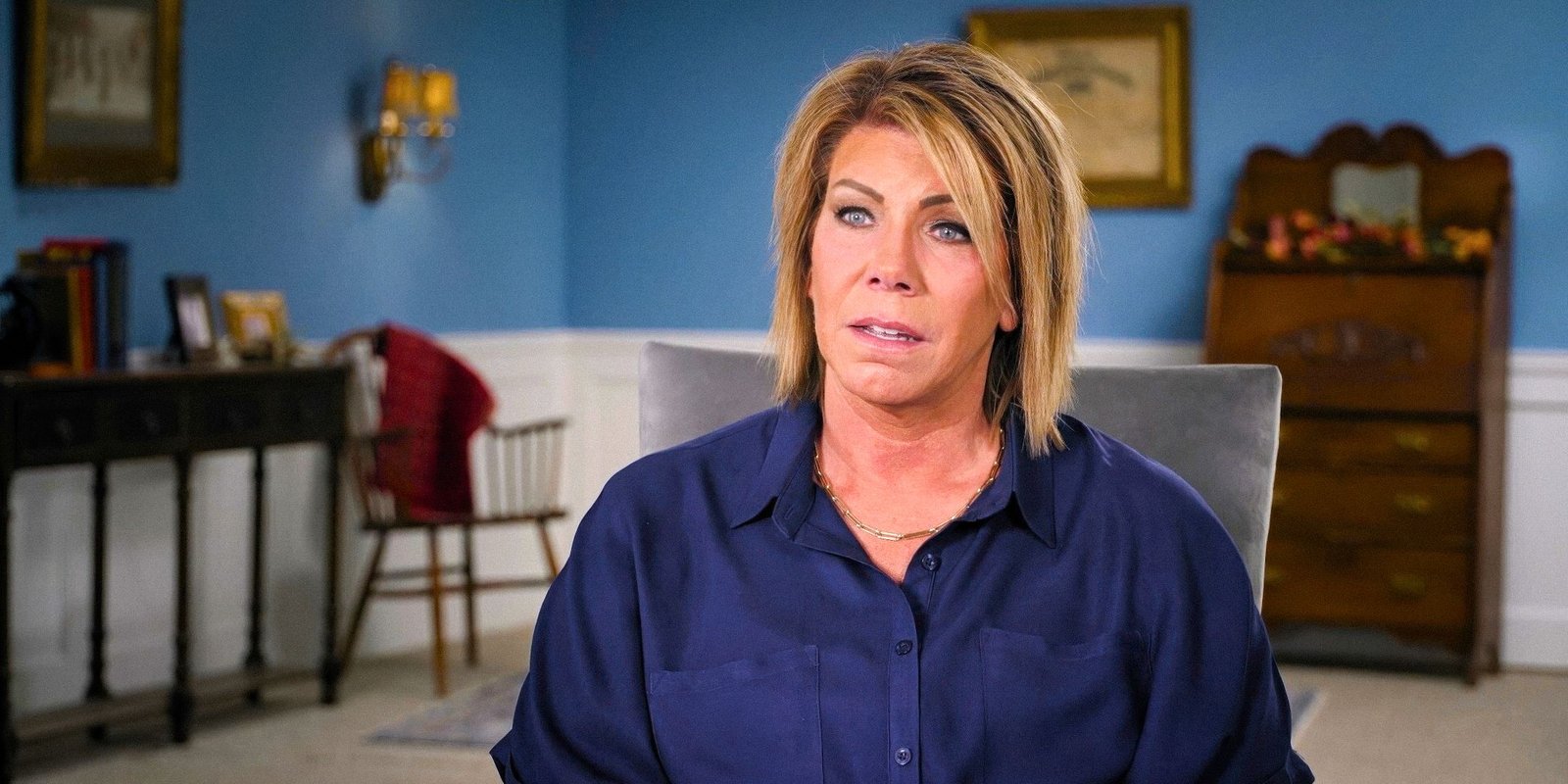 Meri Brown navy shirt interview