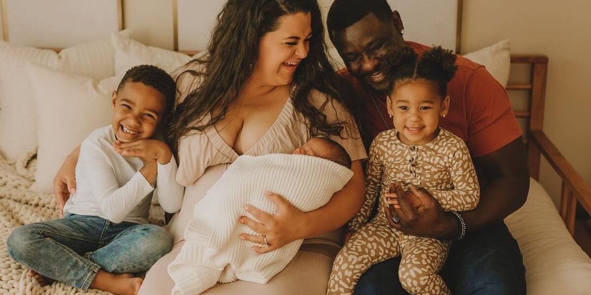 Emily Bieberly and Kobe Blaise with their children