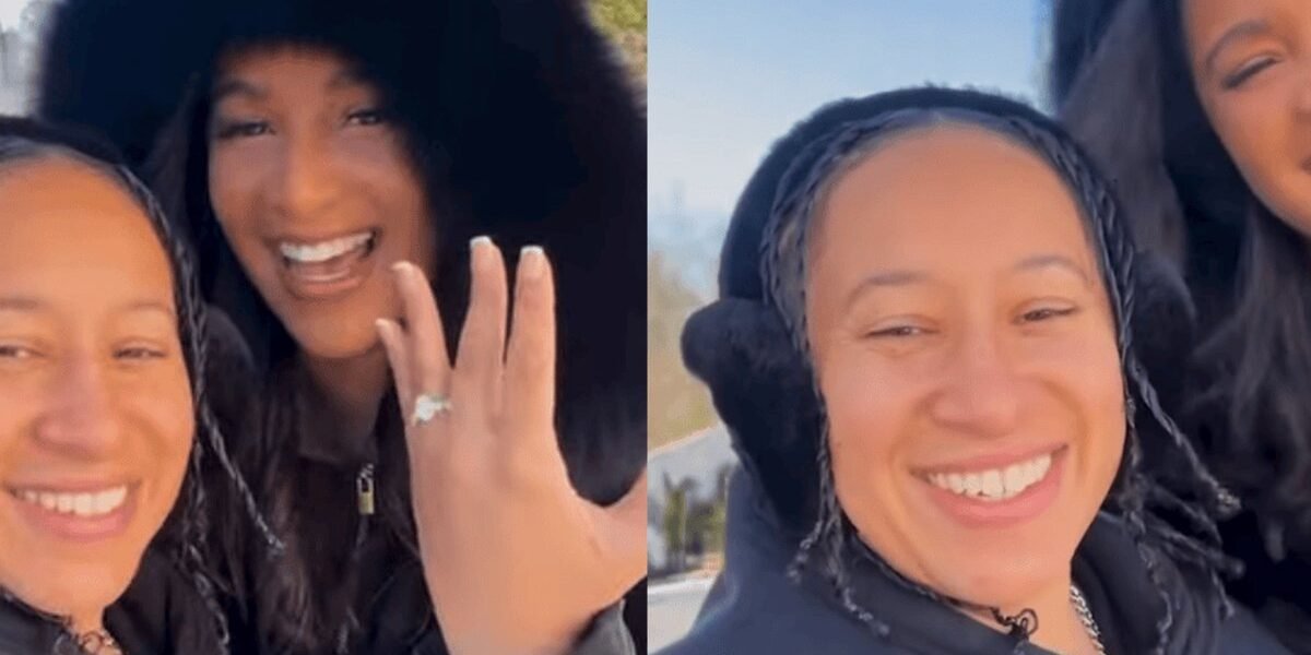 Chantel Everett and Ashley Bowen show off their engagement ring