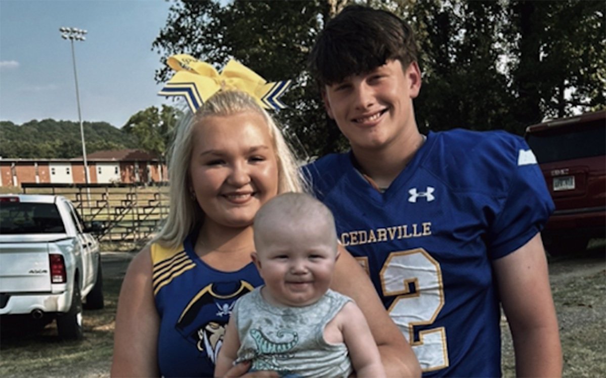 Bella Vaughn and Hunter Johnson with baby Wes