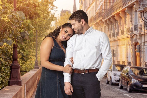 Zuri Soto and Ben Brachet posing on a Paris street in a TLC press photo