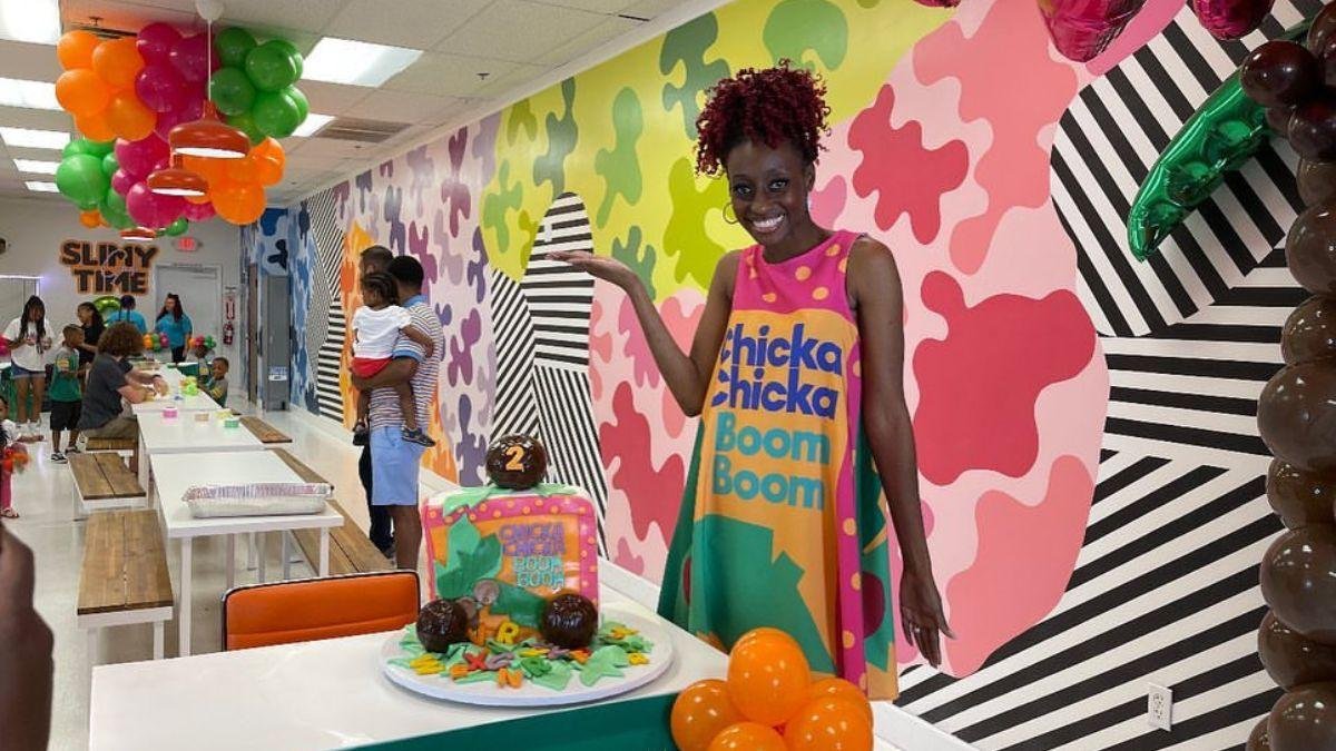 Karen Derrico smiling at a child's birthday party in 2026