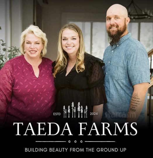 Janelle Brown with daughter Maddie and son-in-law Caleb at Taeda Farms