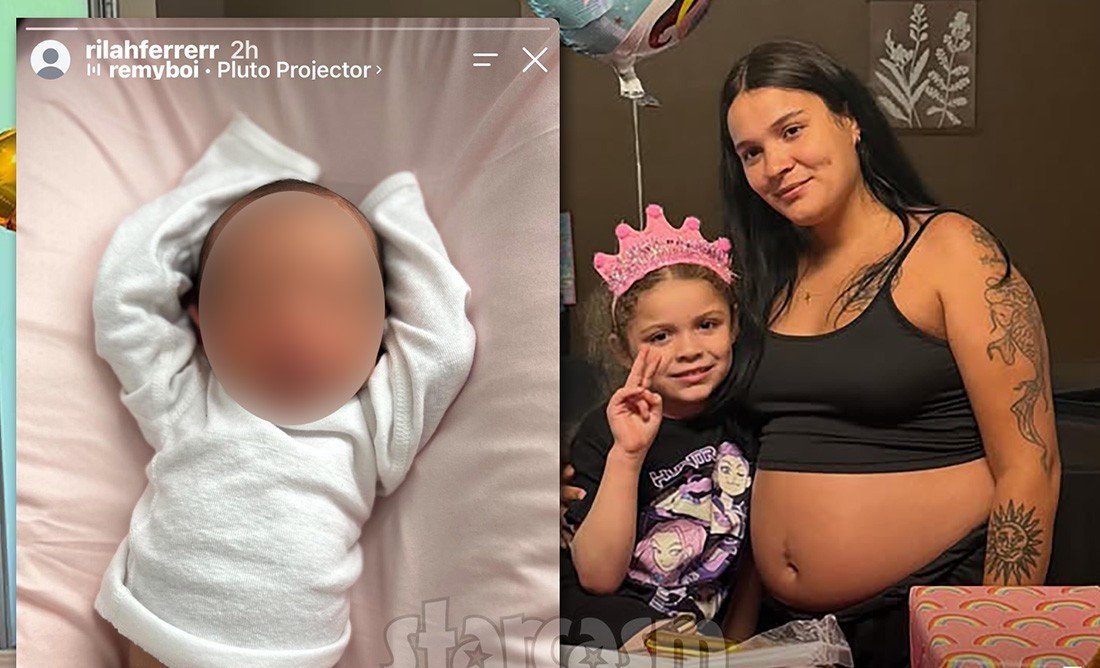 Rilah Ferrer's newborn baby girl and Rilah pregnant with her daughter Malayah
