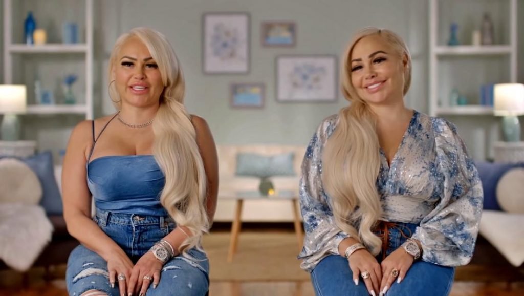 Darcey and Stacey Silva seated during their TLC spinoff