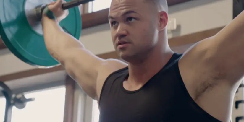 Patrick Mendes as an Olympic weightlifter