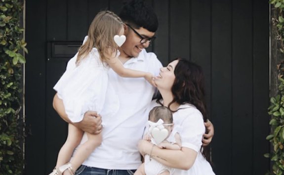 Myrka Cantu with Juan Castillo and children
