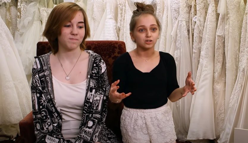 Shauna Rae with her sister Rylee in a bridal shop