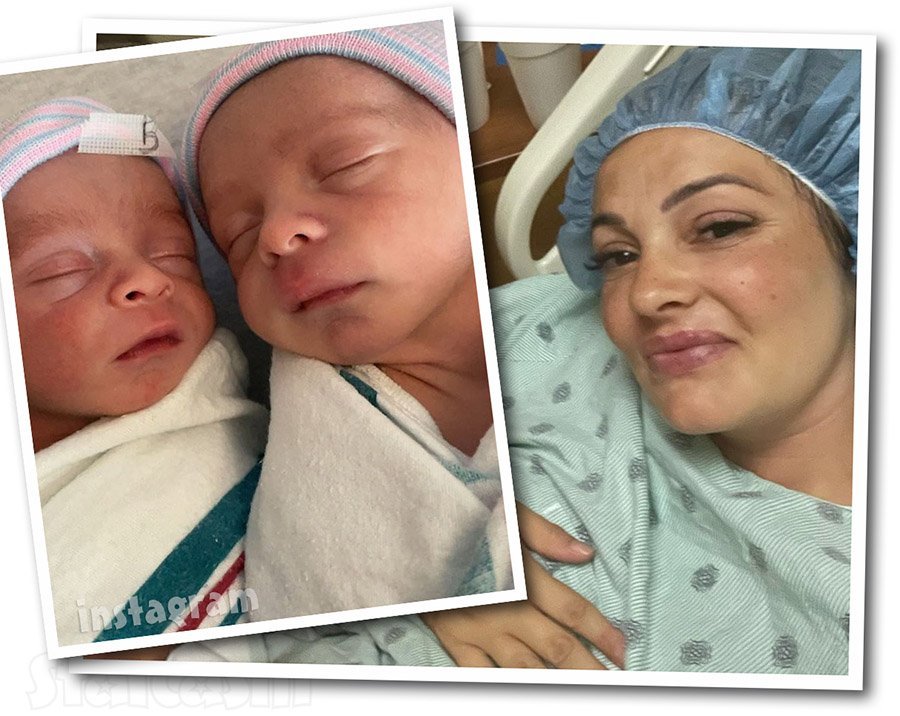 Kelsey Scheller with newborn twins