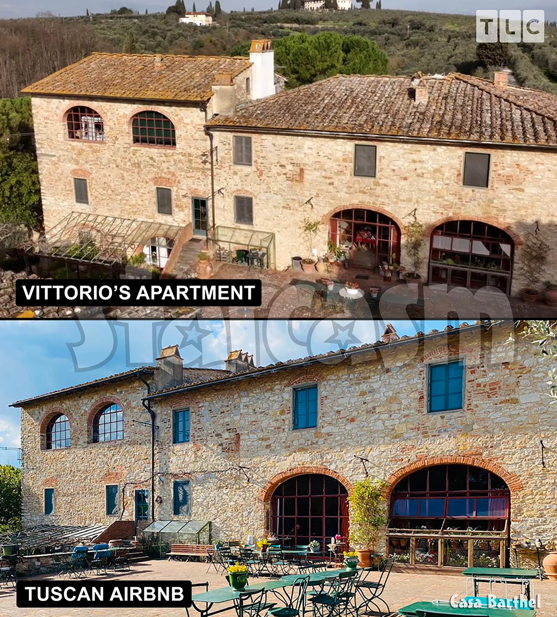 Side-by-side comparison of Vittorio's apartment and the Casa Barthel Airbnb rental
