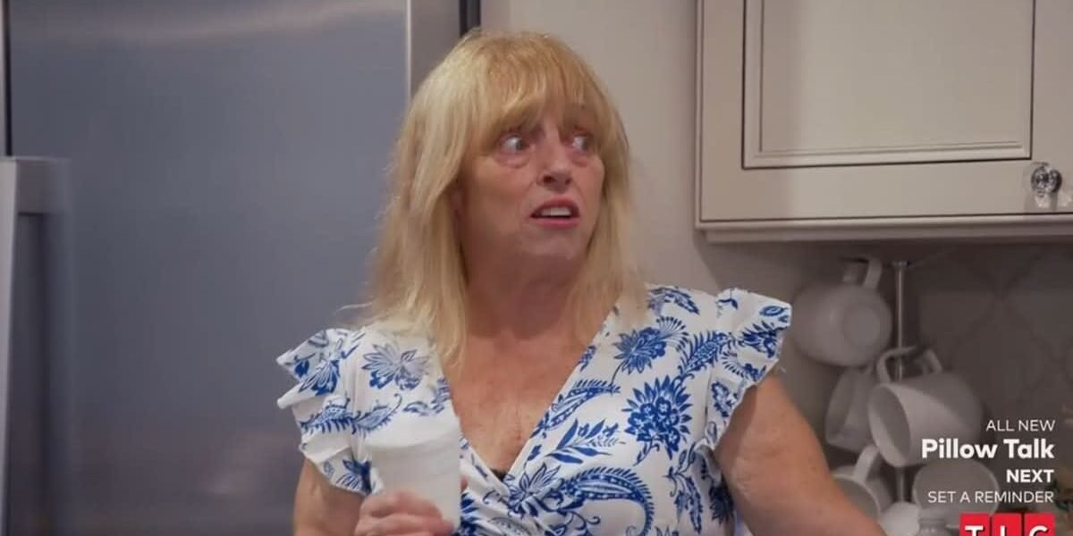 Tina McAloon looking shocked in Janelle and Josh's Florida kitchen