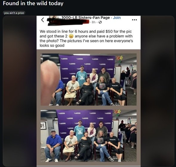 Fan post showing the Slaton siblings' meet-and-greet photos