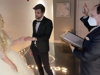 Stacey Silva and Florian Sukaj at their wedding ceremony