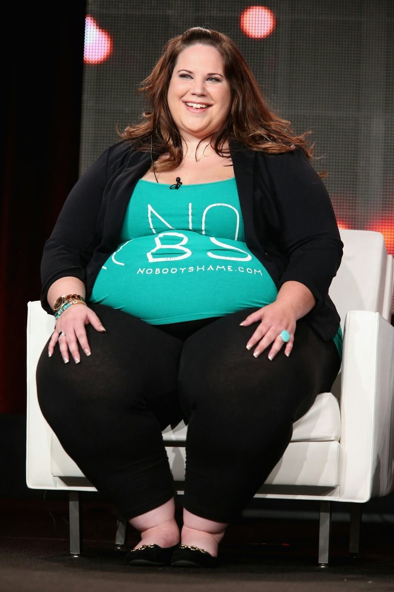 Whitney Way Thore wearing a No Body Shame shirt