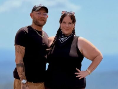 Whitney Thore and Jake Beaudoin posing together outdoors