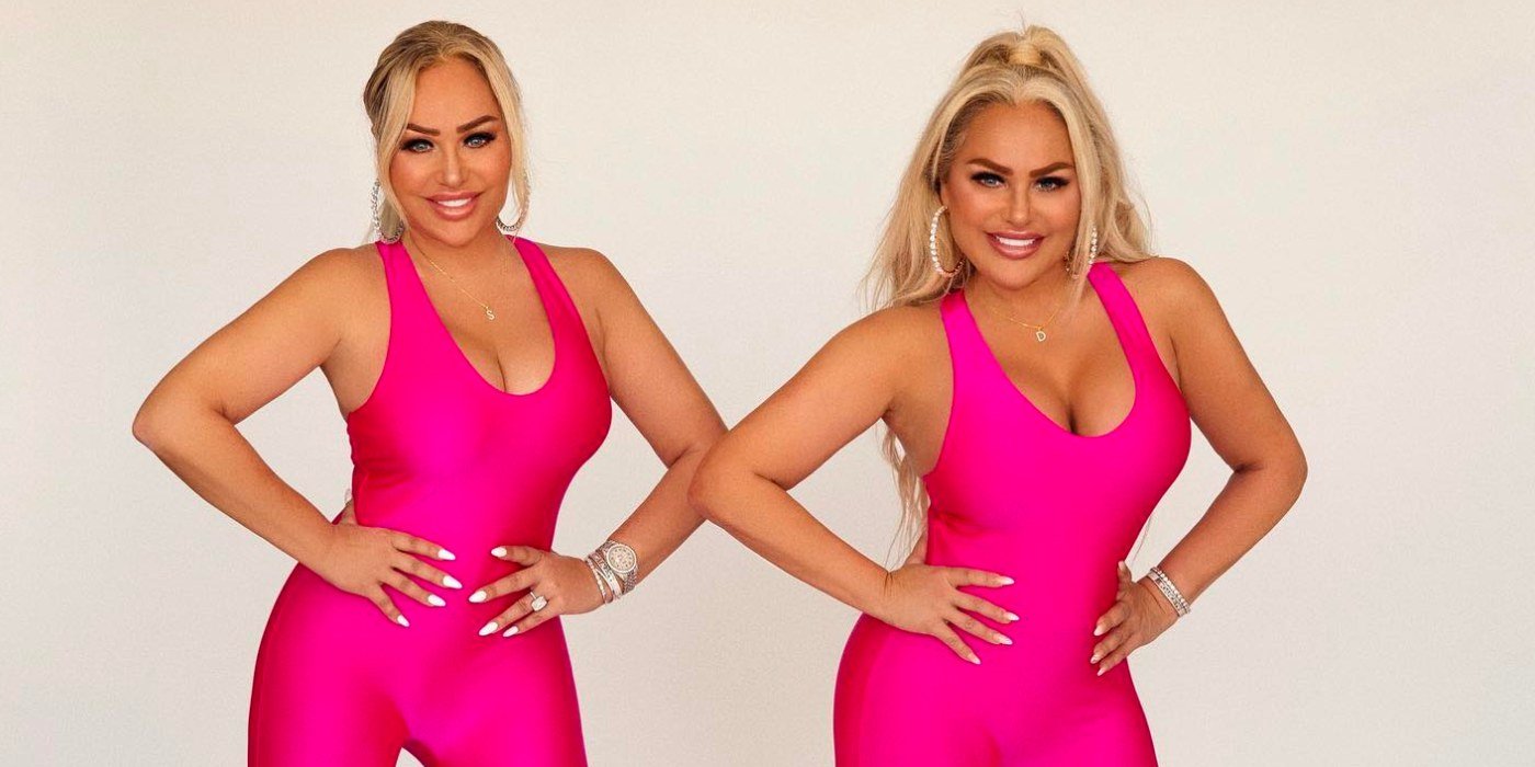 Darcey and Stacey Silva in matching hot pink outfits