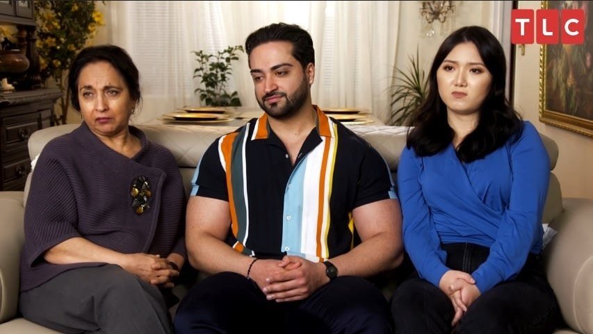 Laila, Shekeb and Emily sitting together on I Love a Mama's Boy