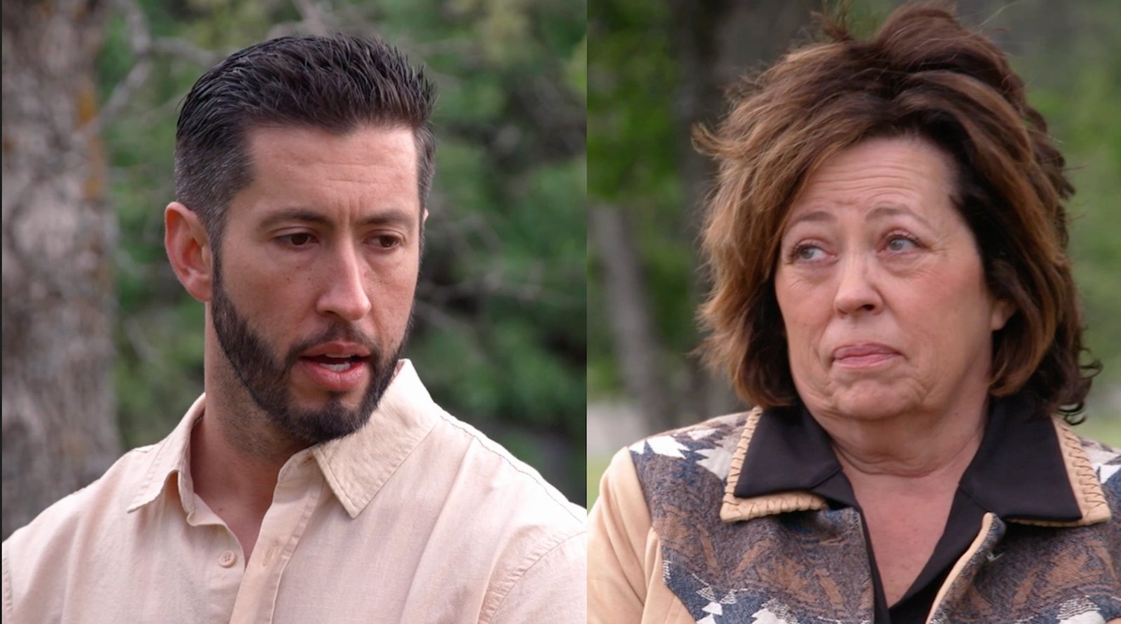 Matt and Kelly in a tense split-screen moment on I Love a Mama's Boy