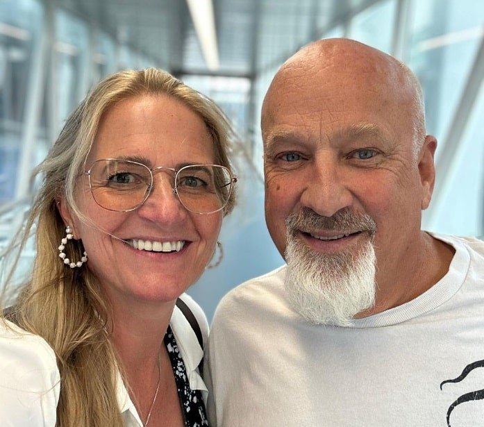 Christine Brown Woolley and David Woolley posing together