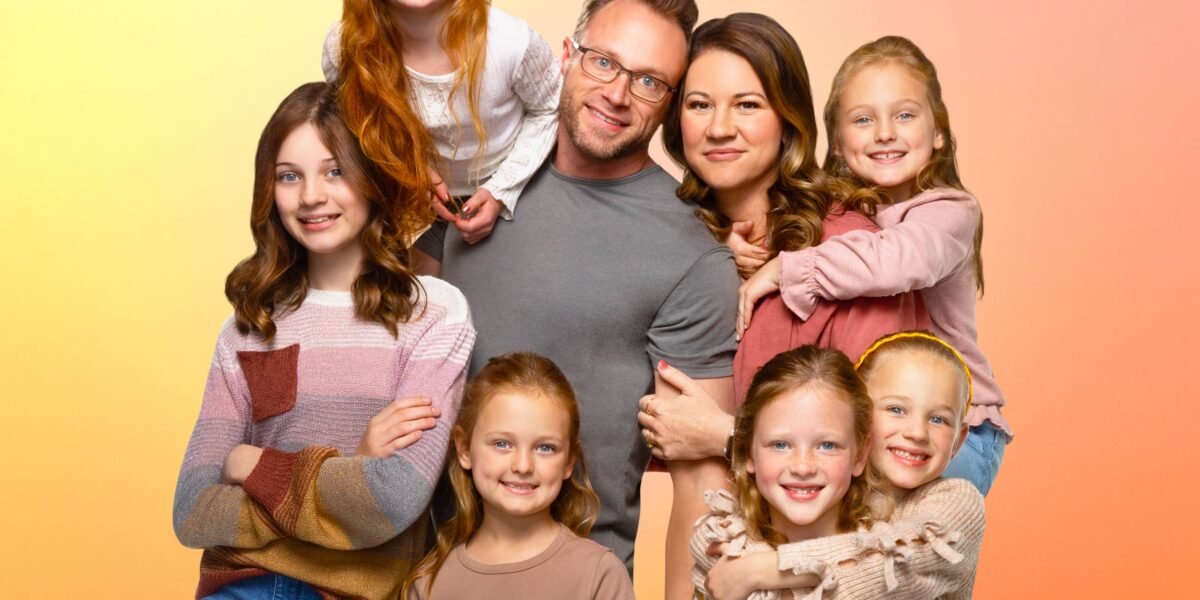 Danielle and Adam Busby with their six daughters